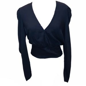 AFRM v-neck long-sleeve black crop top - medium